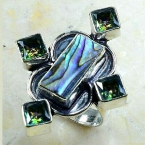 Abalone Shell & Mystic Topaz 925SS Ring